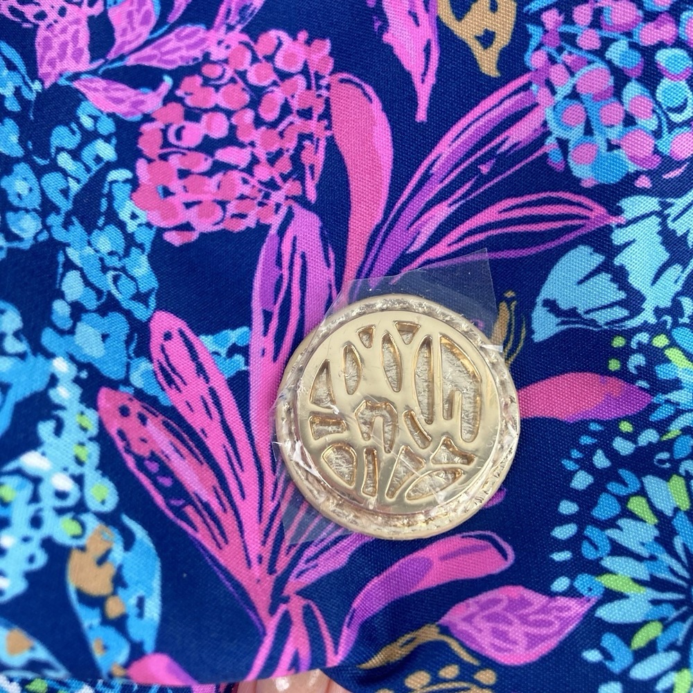 Lilly Pulitzer NWOT Bamboo Handle Resortwear Purse Bag Aegean Navy Calypso Coast - Picture 2 of 7